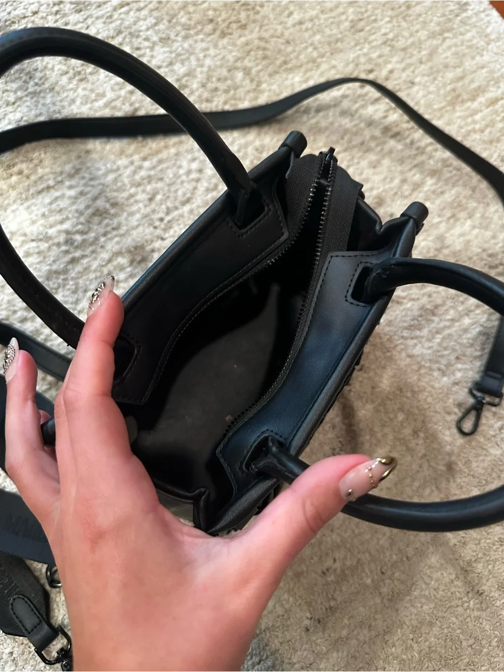 Steve Madden Black Structured Black Women's Crossbody Tote - Designer Style
